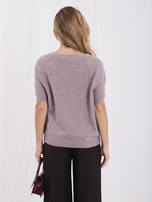 Fioletowy puszysty sweter basic z domieszką baby alpaki