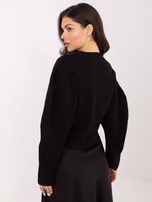 Czarny elegancki sweter z ozdobnymi guzikami  