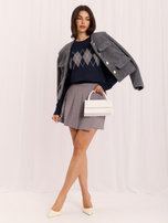 Granatowy damski sweter oversize w romby