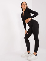 Czarne sportowe legginsy basic z wiskozy 