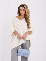 Ecru damski sweter oversize o kroju nietoperza