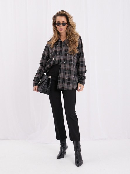 Czarna flanelowa koszula oversize w kratę
