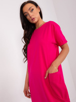 Fuksjowa dresowa sukienka z kieszeniami RUE PARIS