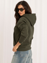 Khaki dresowa damska bluza basic z kapturem RUE PARIS