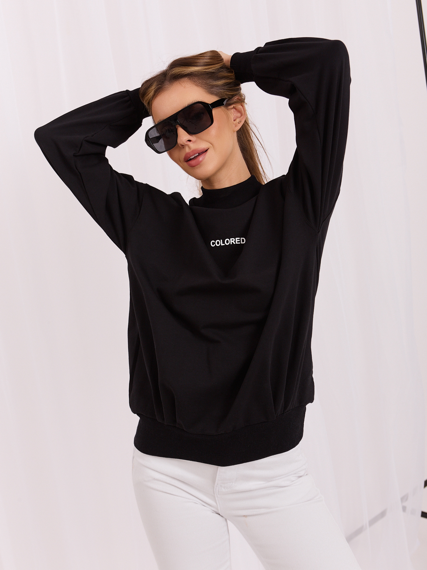 Czarna bluza damska bez kaptura Dylan RUE PARIS
