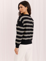Czarny damski sweter w paski w stylu old money