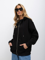 Czarna ocieplana bluza basic z kapturem