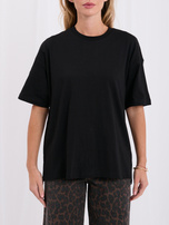 Czarny damski t-shirt basic o kroju oversize