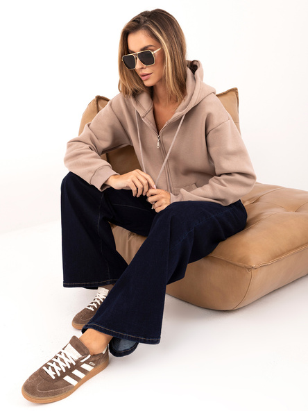 Ciemnobeżowa rozpinana bluza basic z ociepleniem