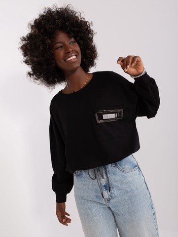 Czarna bluzka na co dzień z okrągłym dekoltem