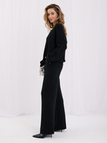 Czarny swetrowy komplet ze spodniami wide leg