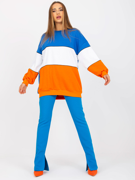 Niebiesko-pomarańczowa dresowa bluza basic oversize RUE PARIS 