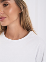 Biały damski longsleeve basic z okrągłym dekoltem