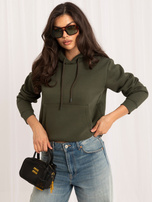 Khaki dresowa damska bluza basic z kapturem RUE PARIS