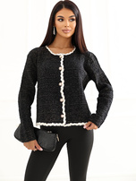 Czarny elegancki kardigan w strukturalny splot