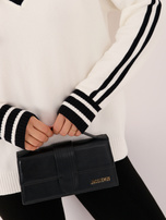 Ecru-czarny damski sweter oversize z dekoltem V