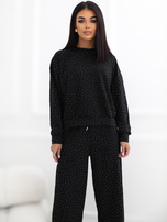 Czarny dwuczęściowy komplet w stylu casual glamour 