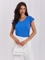Ciemnoniebieski t-shirt basic Atlanta RUE PARIS
