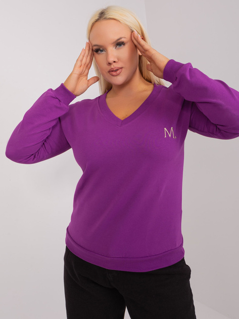 Fioletowa casualowa bluzka plus size z naszywką