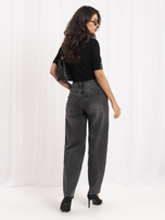 Grafitowe damskie jeansy typu baloon
