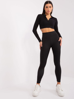 Czarne sportowe legginsy basic z wiskozy 