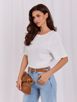 Biały t-shirt basic w jednolitym kolorze RUE PARIS