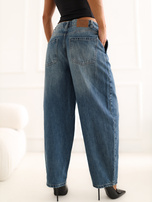Ciemnoniebieskie damskie jeansy typu barrel leg SUBLEVEL
