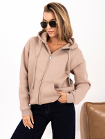 Ciemnobeżowa rozpinana bluza basic z ociepleniem