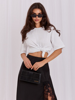 Biały damski t-shirt basic z bawełny RUE PARIS