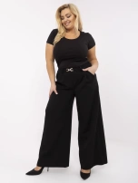 Czarny damski t-shirt plus size z bawełny RUE PARIS