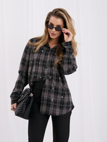 Czarna flanelowa koszula oversize w kratę