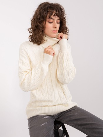 Ecru dzianinowy sweter z golfem