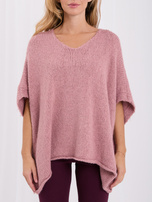 Brudnoróżowy sweter oversize z szerokimi rękawami