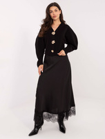 Czarny elegancki sweter z ozdobnymi guzikami  
