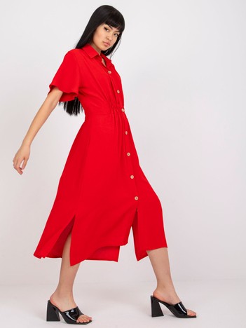 Czerwona sukienka szmizjerka midi RUE PARIS