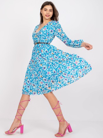 Jasnoniebieska sukienka midi z printami Girona 
