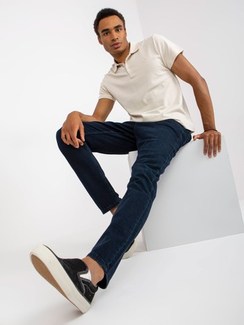 Niebieskie męskie spodnie jeansowe z bawełny 