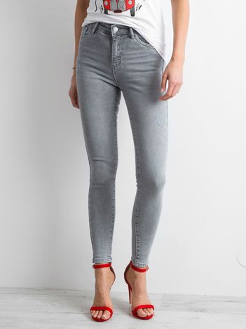 Szare damskie jeansy high waist