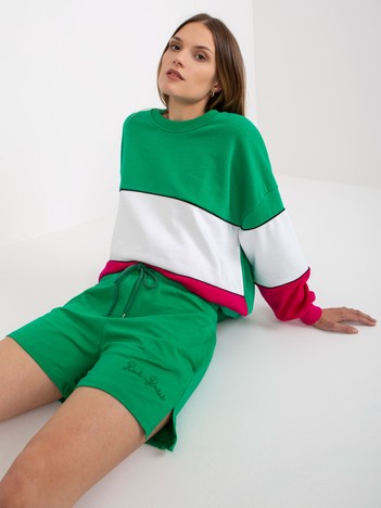 Zielone dresowe szorty basic z bawełny RUE PARIS 