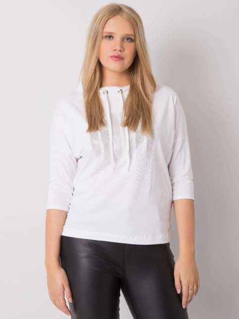 Biała bluzka plus size z aplikacją Teana