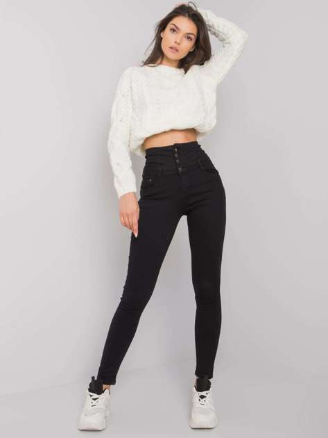 Czarne jeansy rurki high waist Garland