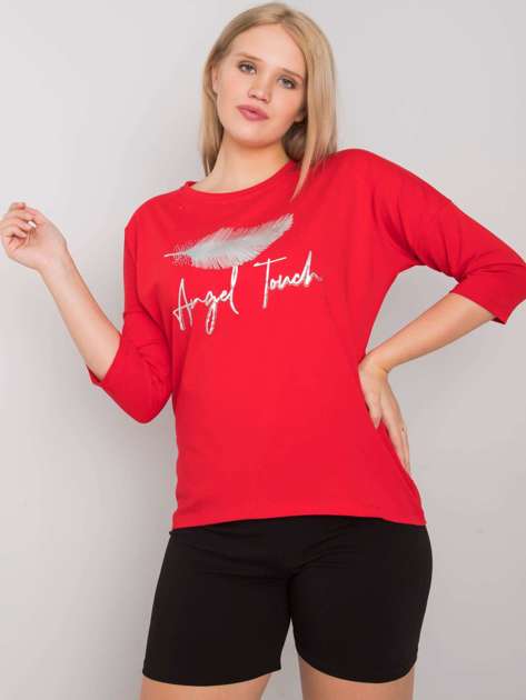Czerwona bluzka plus size z printem Dahlea