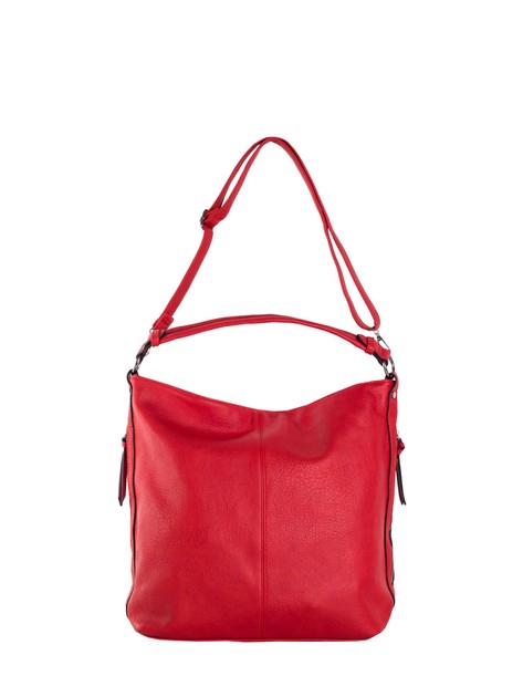 Czerwona pojemna torba na ramię ze skóry ekologicznej 
