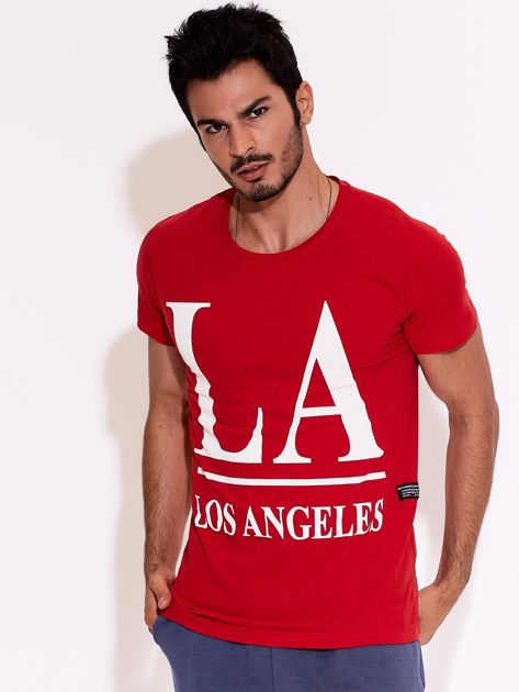 Czerwony t-shirt męski LOS ANGELES