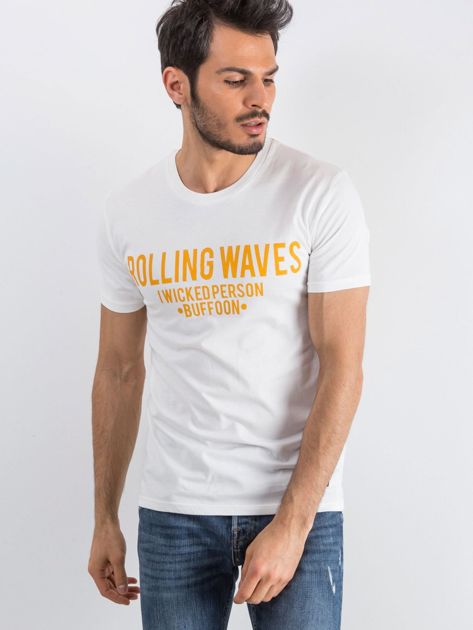Ecru t-shirt męski Waves