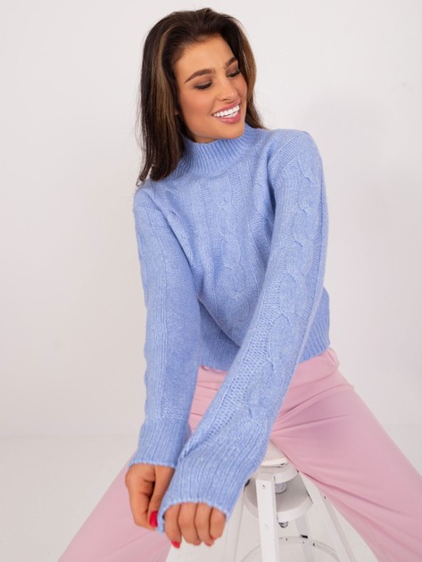 Niebieski damski sweter z półgolfem MAYFLIES