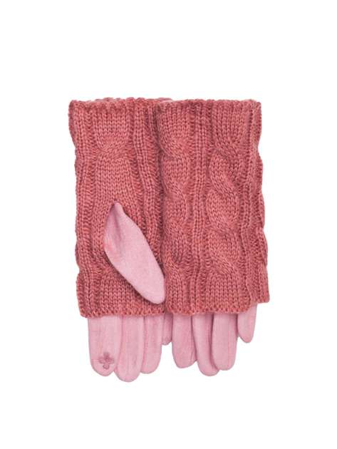 Różowe rękawiczki podwójne na zimę