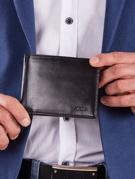 Skórzany portfel męski bez zapięcia czarny